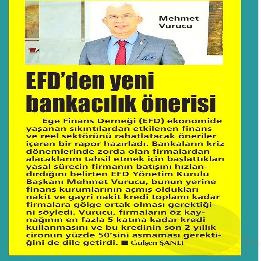 EFD DEN YENİ BANKACILIK ÖNERİSİ- Yenigün (İzmir)